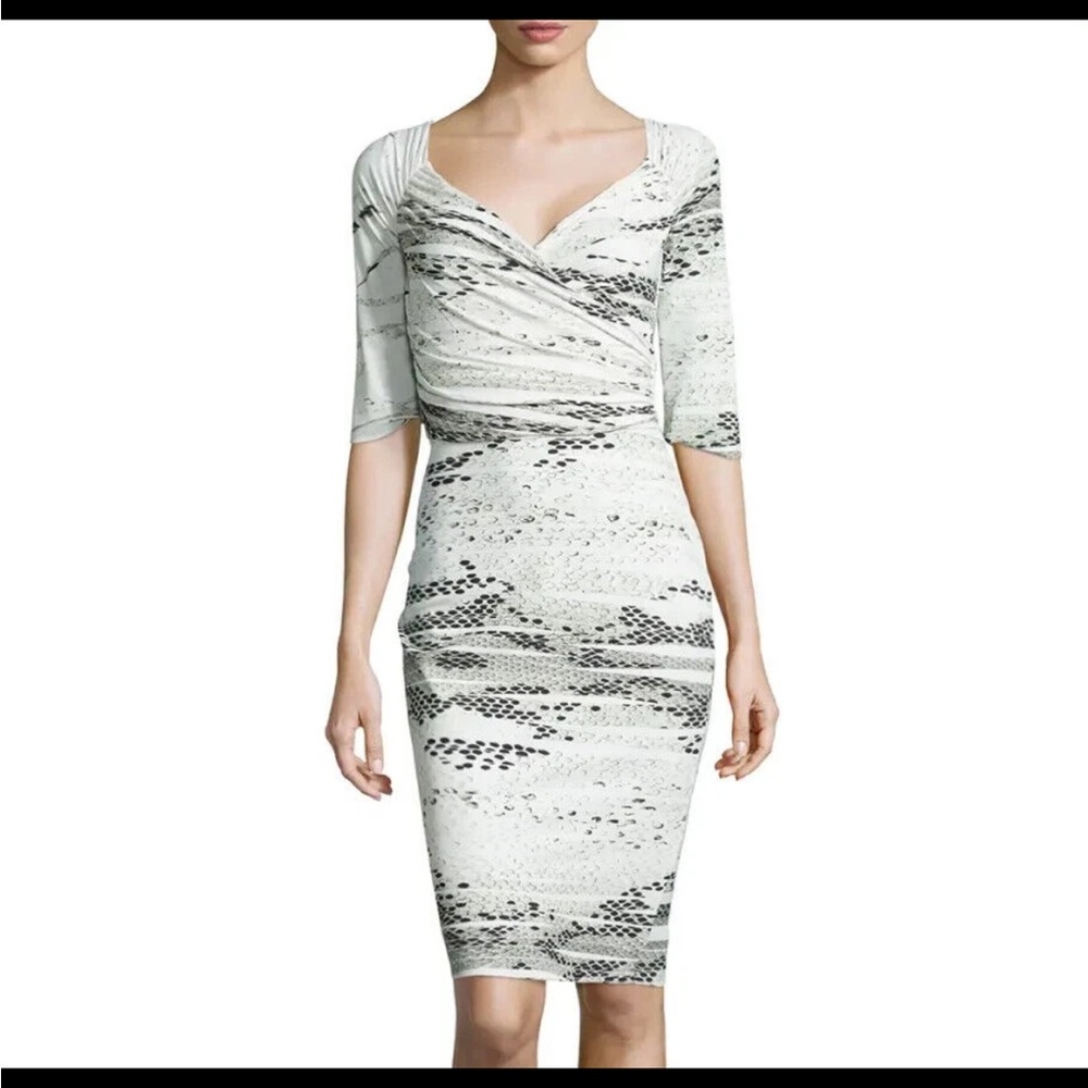 Chiara Boni La Petite Robe Draped Lexis Lizard Print Sheath Dress